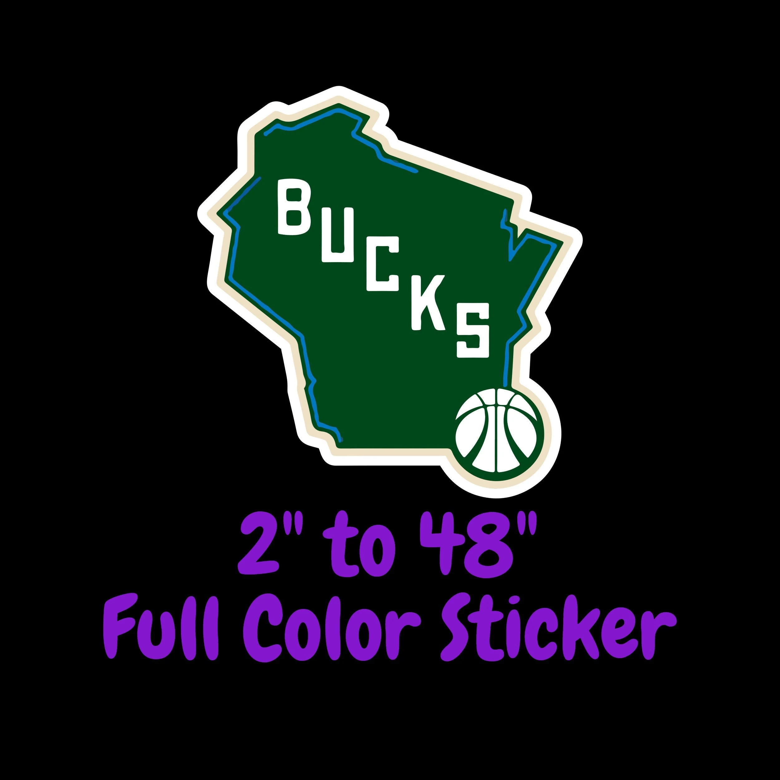Milwaukee Bucks Full Color Vinyl Sticker - Custom Size