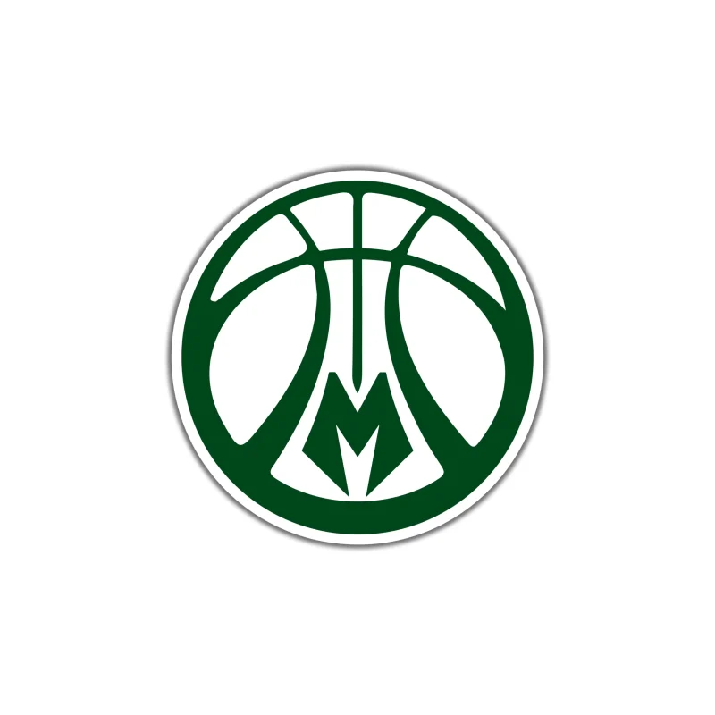 Milwaukee Bucks - Green Basketball With M - Iron On DTF Transfer - Custom Size