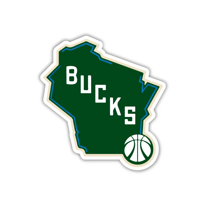 Milwaukee Bucks - State With Basketball - Iron On DTF Transfer - Custom Size