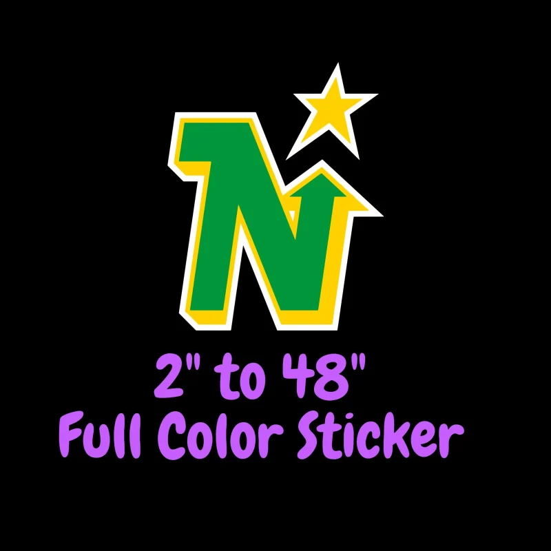 Minnesota North Stars Full Color Vinyl Sticker - Custom Size