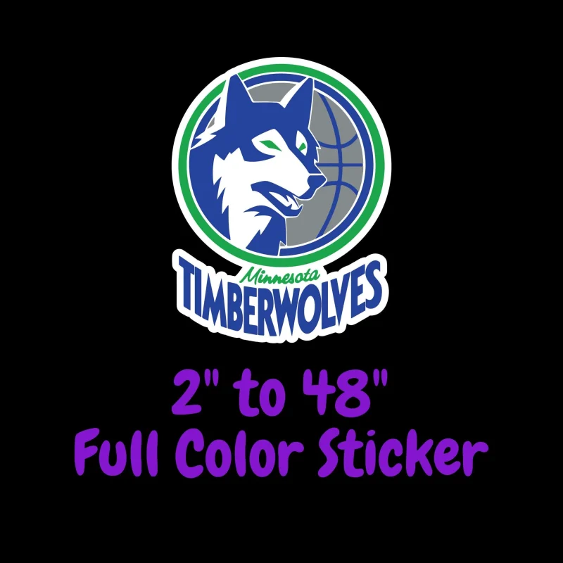Minnesota Timberwolves Full Color Vinyl Sticker - Custom Size