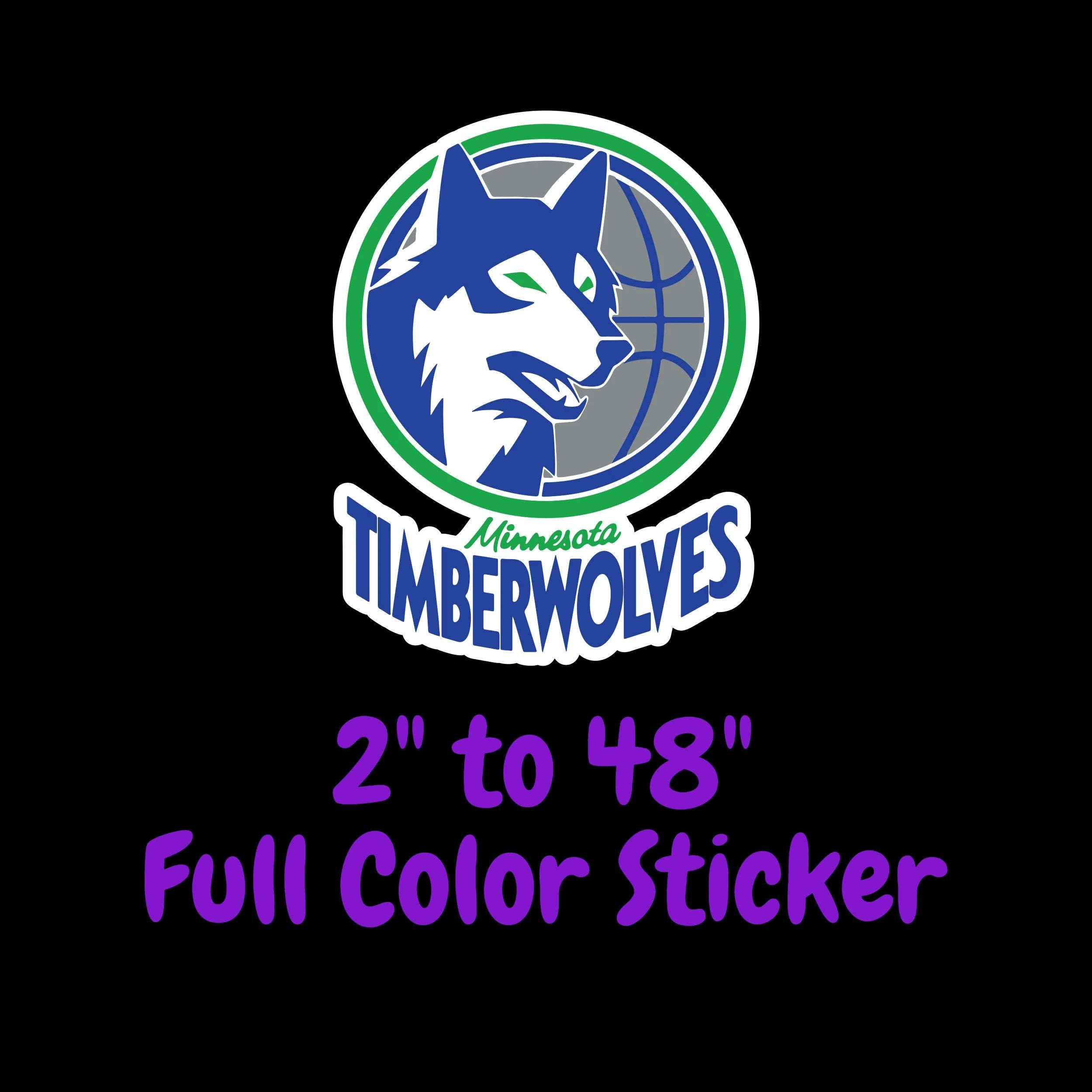 Minnesota Timberwolves Full Color Vinyl Sticker - Custom Size