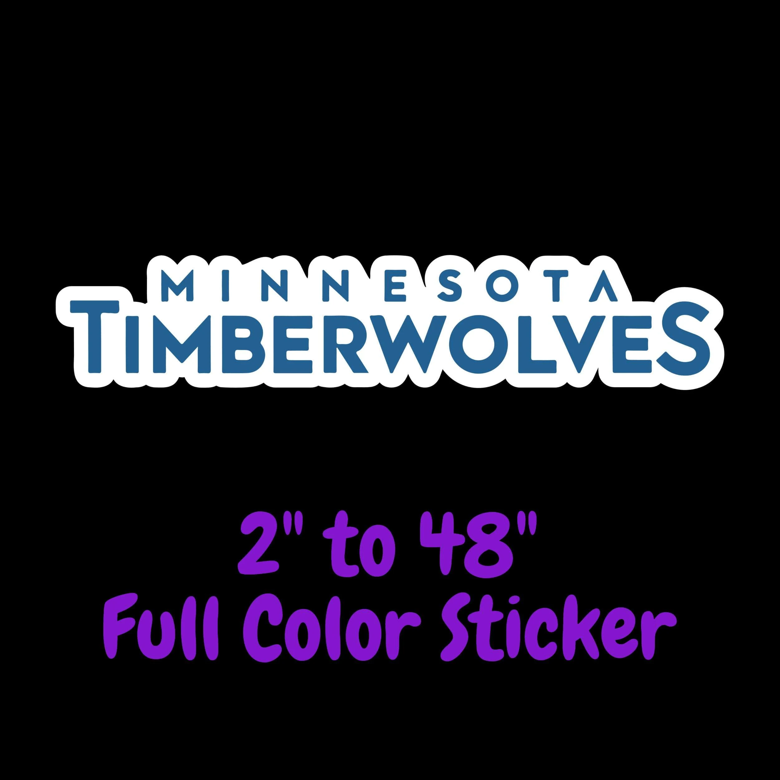 Minnesota Timberwolves Full Color Vinyl Sticker - Custom Size