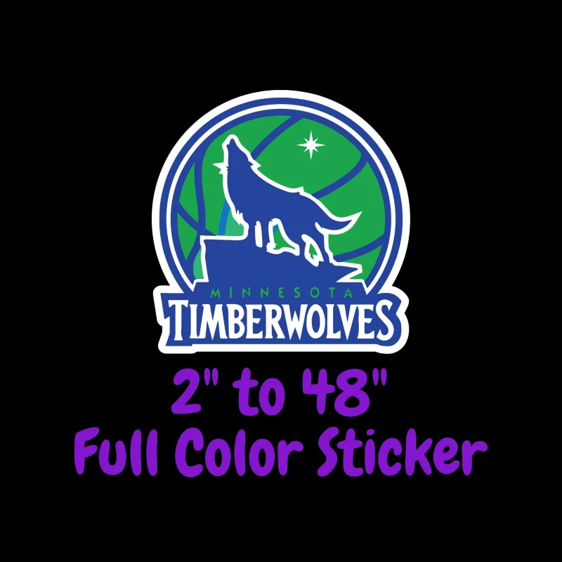 Minnesota Timberwolves Full Color Vinyl Sticker - Custom Size