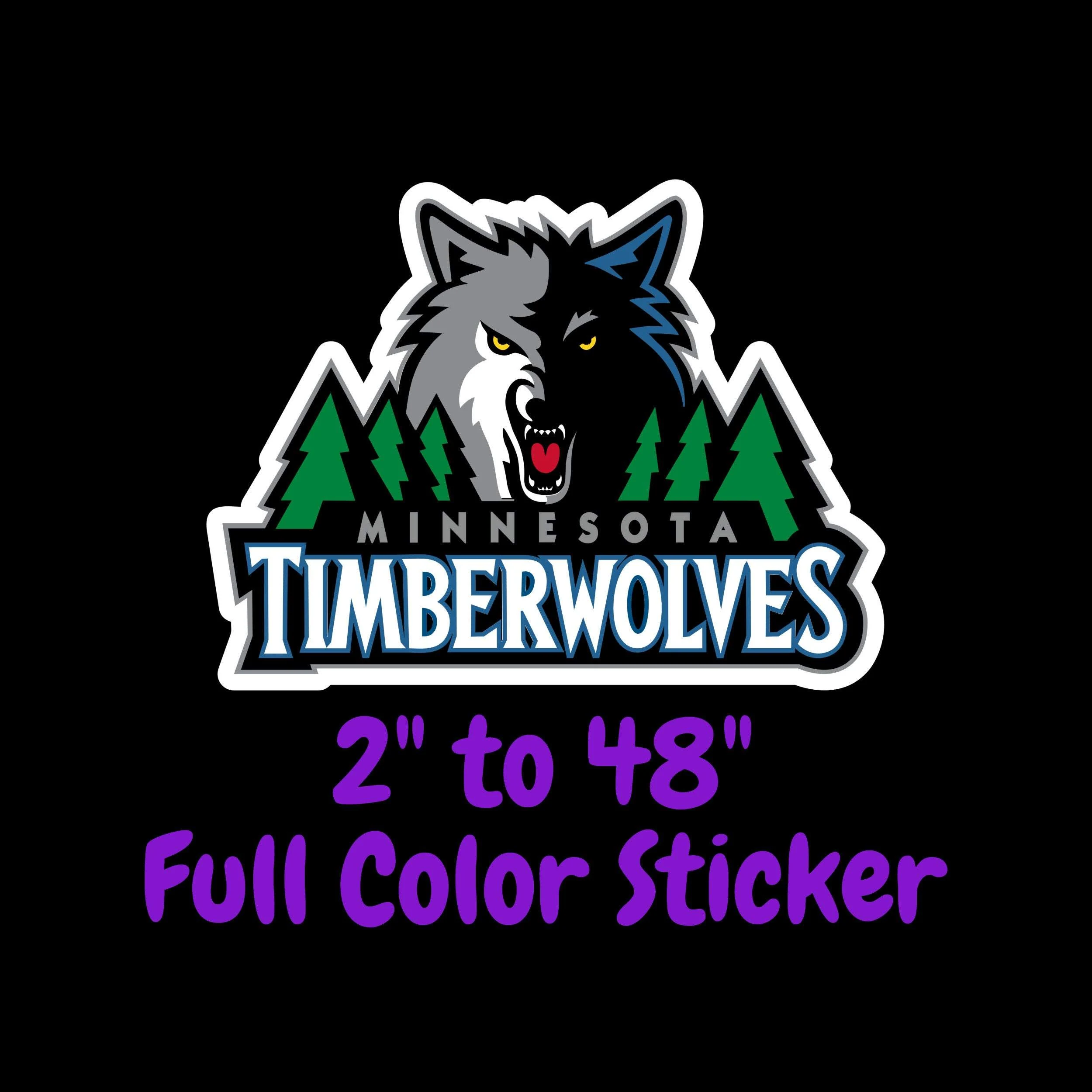 Minnesota Timberwolves Full Color Vinyl Sticker - Custom Size