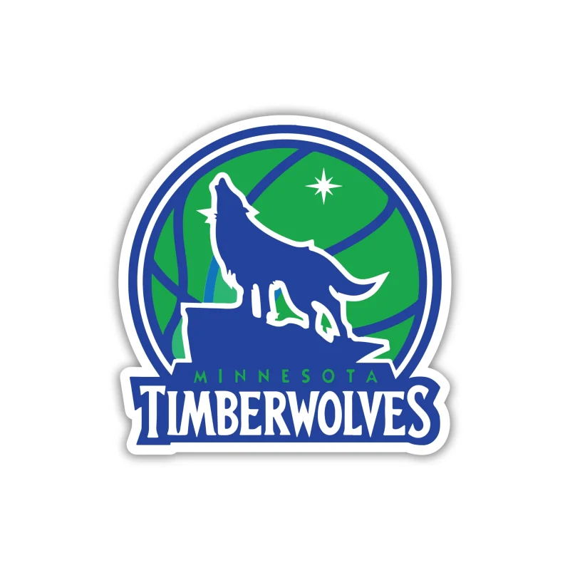 Minnesota Timberwolves - Green Basketball With Wolf And Name - Iron On DTF Transfer - Custom Size