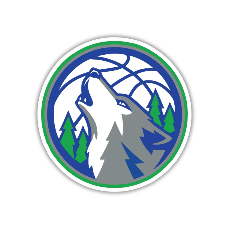 Minnesota Timberwolves - White Basketball With Wolf - Iron On DTF Transfer - Custom Size