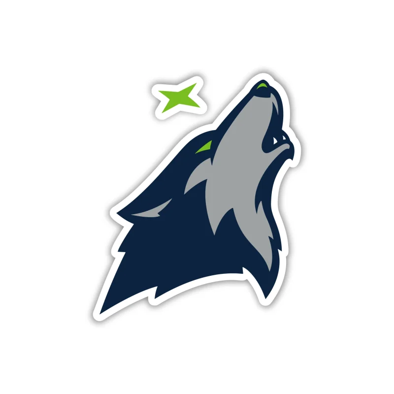 Minnesota Timberwolves - Wolf Head With Star - Iron On DTF Transfer - Custom Size