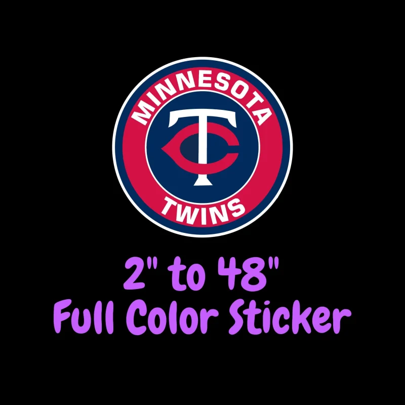 Minnesota Twins - Circle With TC And Name - Full Color Vinyl Sticker - Custom Size