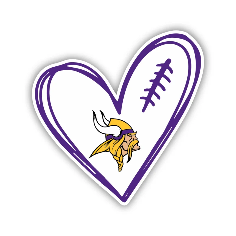 Minnesota Vikings - Football Heart - Iron On DTF Transfer - Custom Size