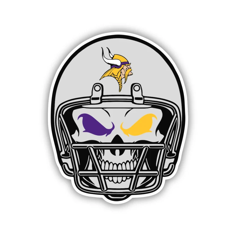 Minnesota Vikings - Skull with Helmet - Iron On DTF Transfer - Custom Size