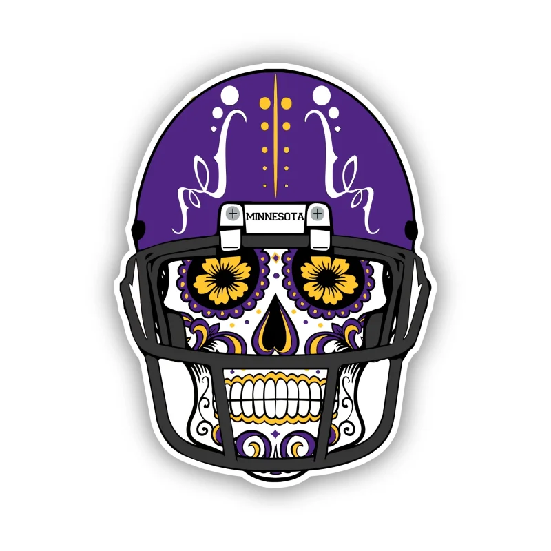 Minnesota Vikings - Sugar Skull With Helmet - Iron On DTF Transfer - Custom Size