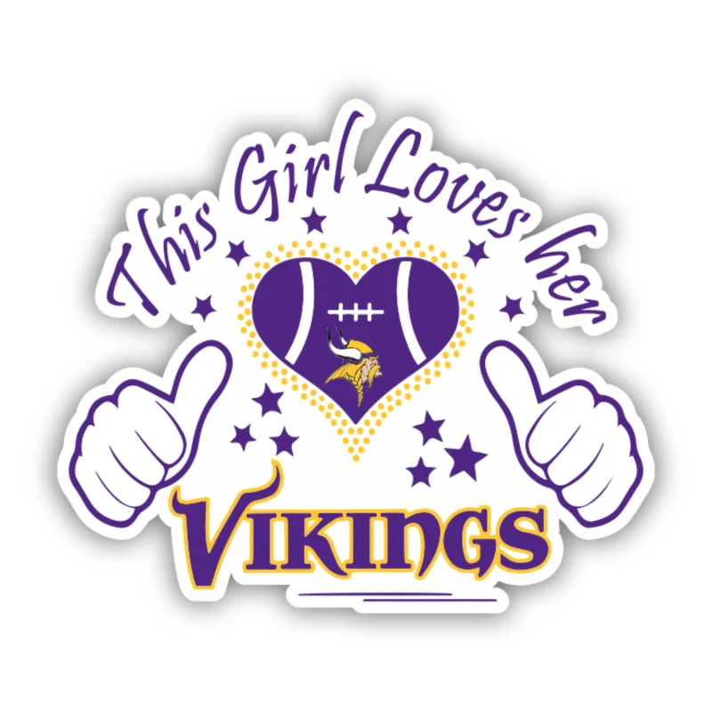 Minnesota Vikings - This Girl Loves Her Vikings - Iron On DTF Transfer - Custom Size