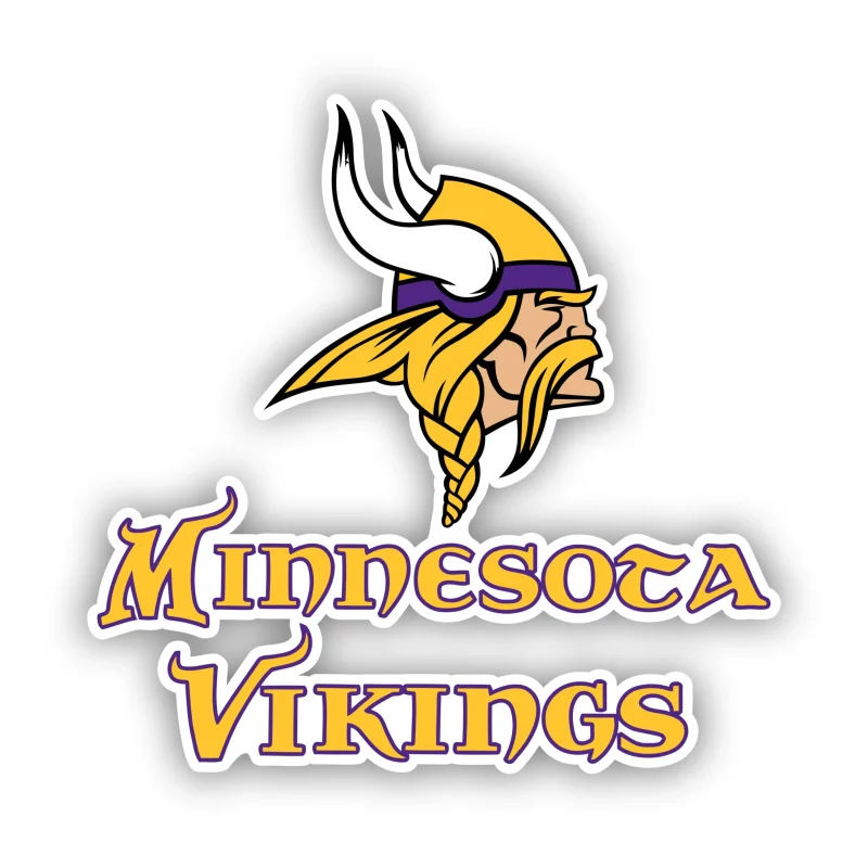 Minnesota Vikings - Viking Head with Lettering Below - Iron On DTF Transfer - Custom Size