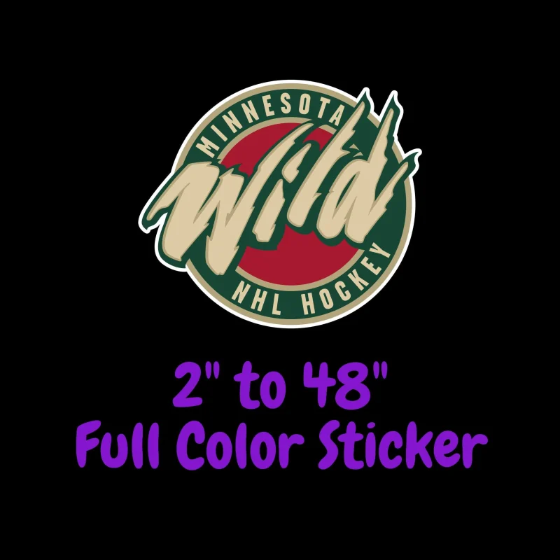 Minnesota Wild - Circle NHL Hockey - Full Color Vinyl Sticker - Custom Size