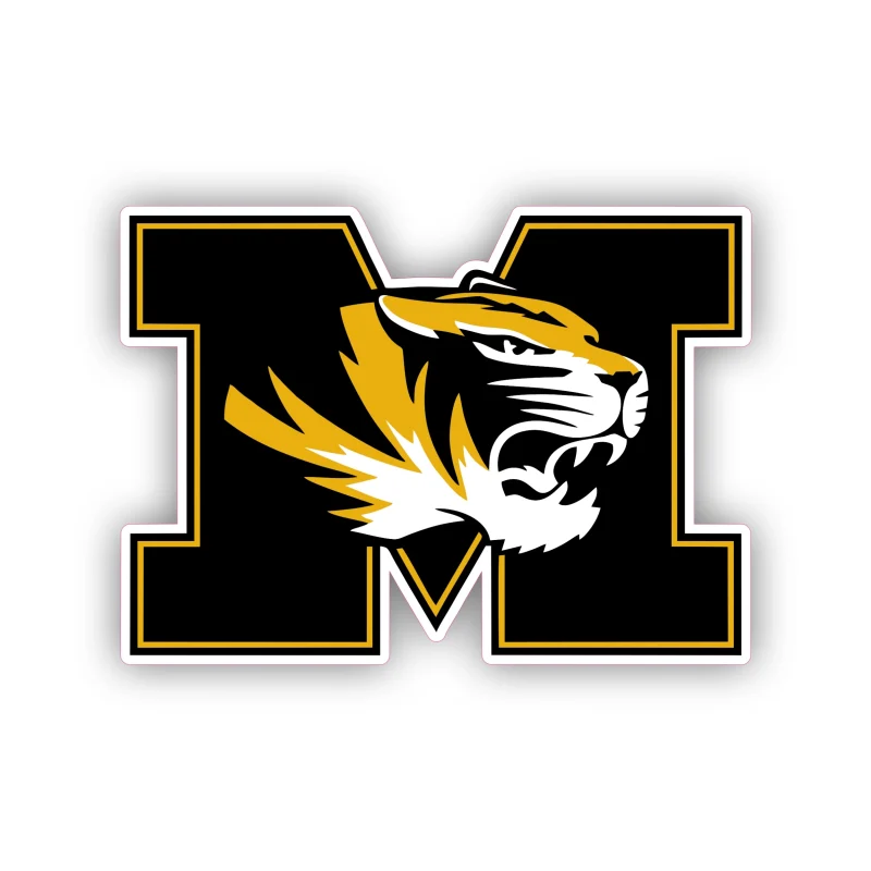 Missouri Tigers - M with Tiger Head - Iron On DTF Transfer - Custom Size