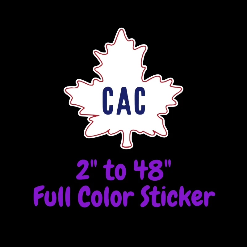 Montreal Canadiens - White Leaf With CAC - Full Color Vinyl Sticker - Custom Size