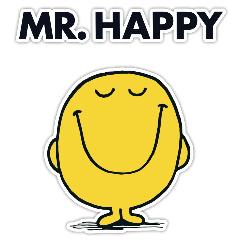 Mr. Men - Mr. Happy Full Color Vinyl Decal - Custom Size