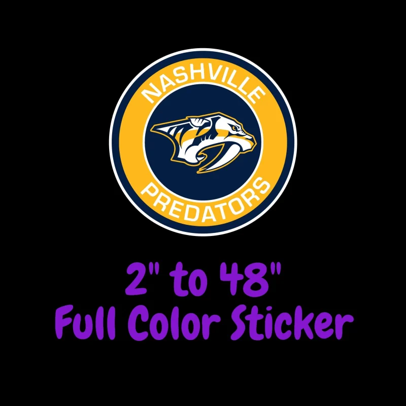 Nashville Predators - Circle With Name And Tiger - Full Color Vinyl Sticker - Custom Size
