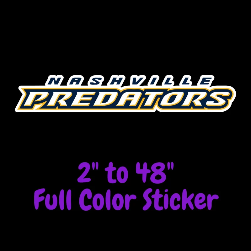 Nashville Predators - Name - Full Color Vinyl Sticker - Custom Size