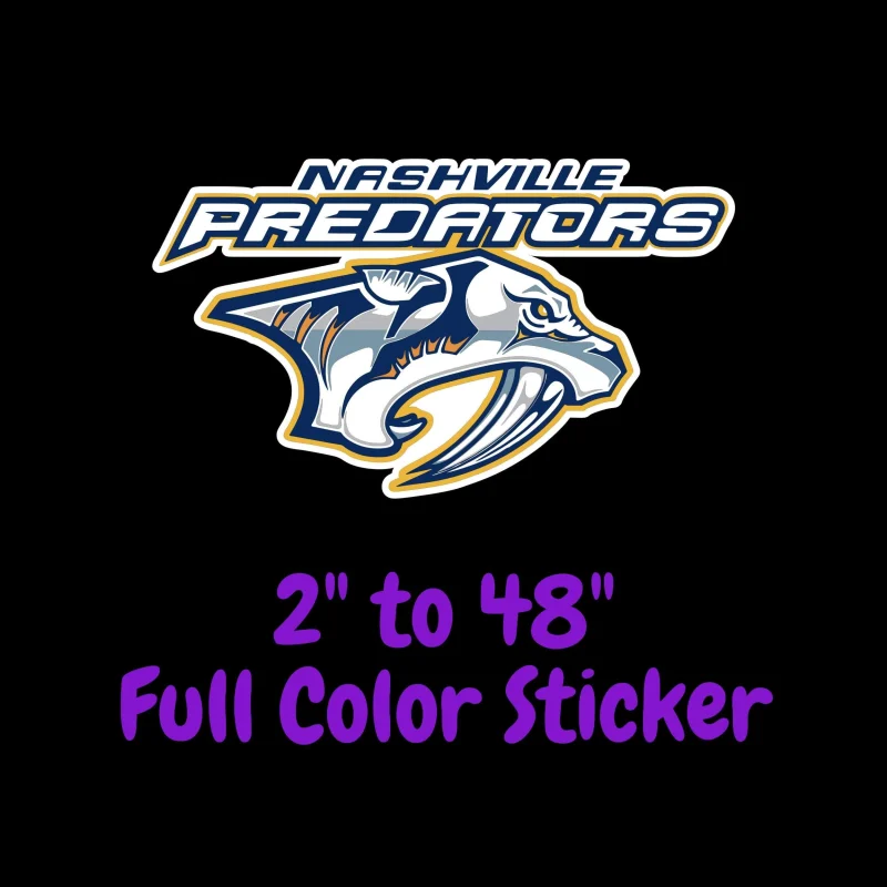 Nashville Predators - Tiger With Name Above - Full Color Vinyl Sticker - Custom Size