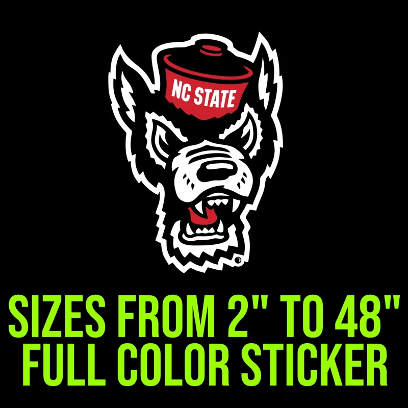 NC State Wolfpack Full Color Vinyl Decal - Custom Size