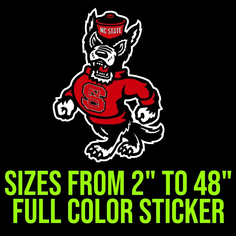 NC State Wolfpack Full Color Vinyl Decal - Custom Size