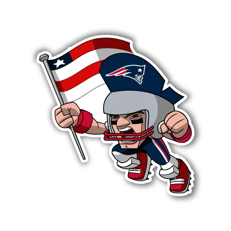 New England Patriots - Player with Flag - Iron On DTF Transfer - Custom Size