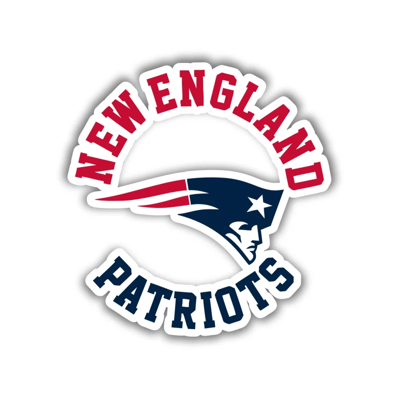 New England Patriots - Red and Blue Words with Head - Iron On DTF Transfer - Custom Size