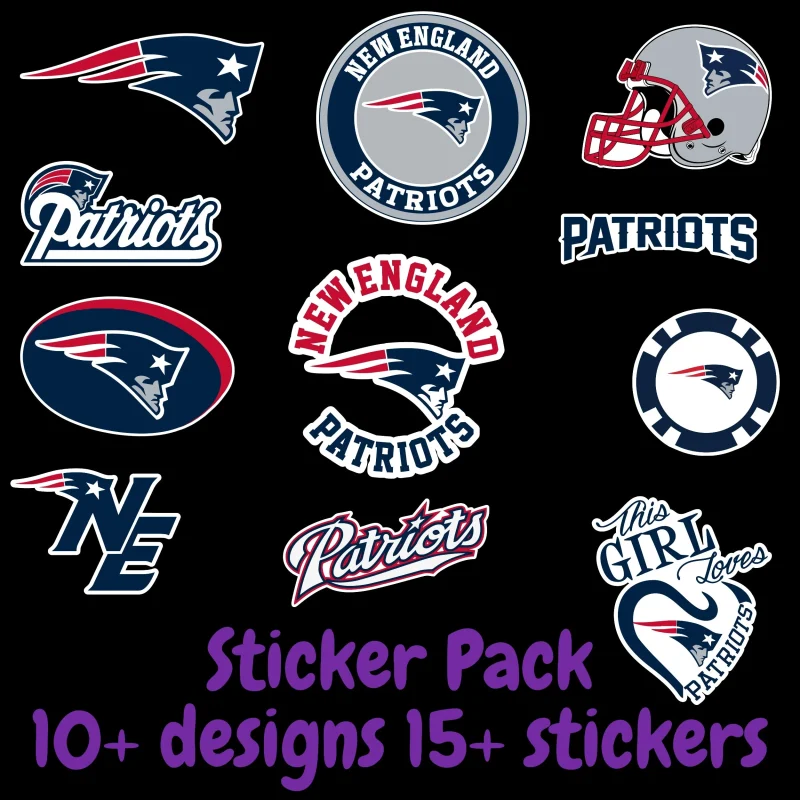 New England Patriots Sticker Pack; Hydroflask decal ; Laptop Decal ; Yeti Decal; Cell phone Decal; Vinyl Car Decal- Custom Size