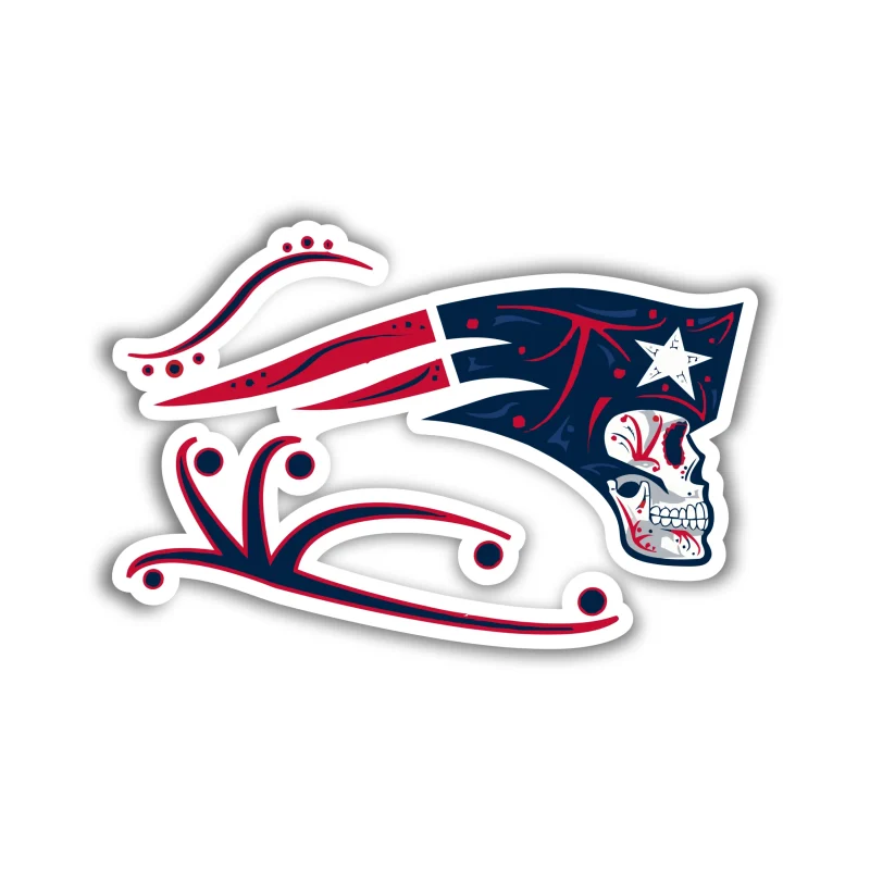 New England Patriots - Sugar Skull Side Profile - Temporary Tattoo