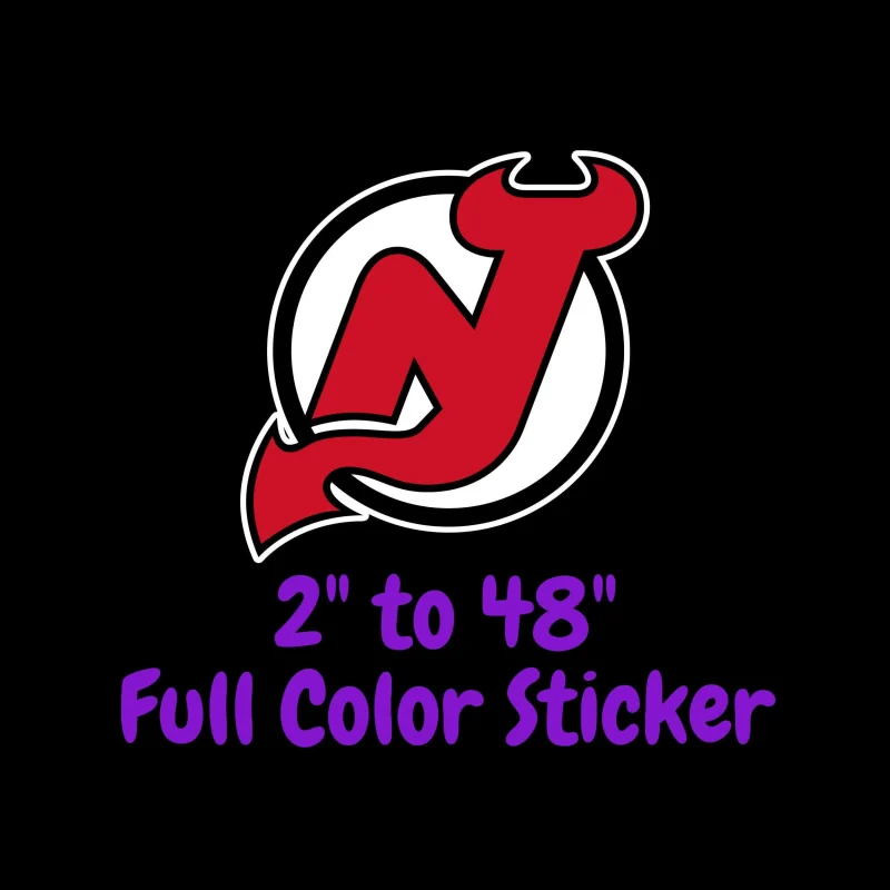New Jersey Devils - Circle With N - Full Color Vinyl Sticker - Custom Size