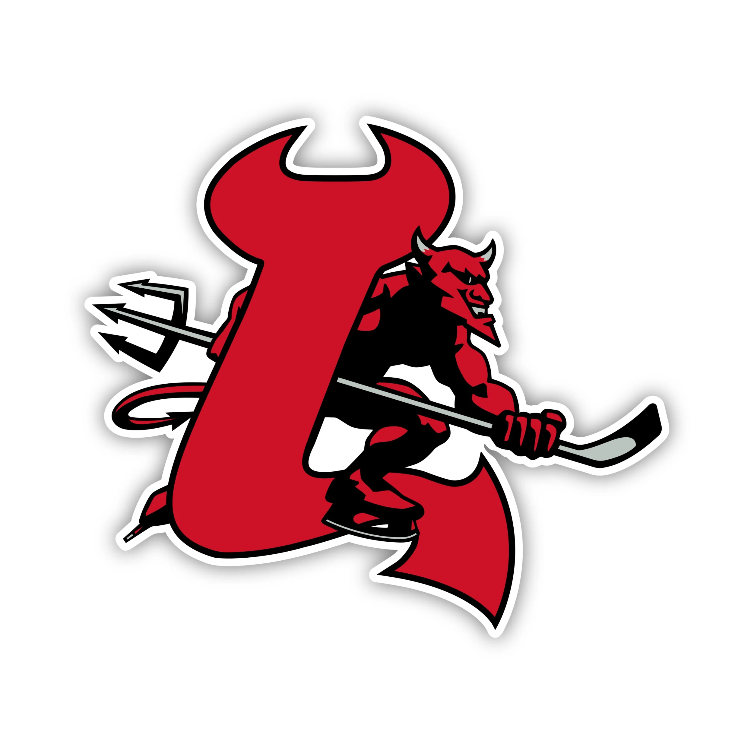 New Jersey Devils - Devil With Hockey Stick - Iron On DTF Transfer - Custom Size