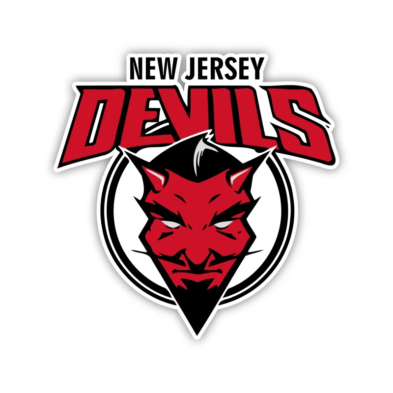 New Jersey Devils - Devil With Name On Top - Iron On DTF Transfer - Custom Size