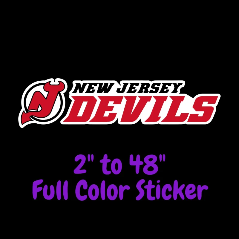 New Jersey Devils - Name - Full Color Vinyl Sticker - Custom Size