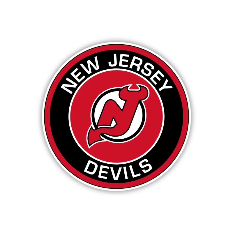 New Jersey Devils - Red And Black Circle - Iron On DTF Transfer - Custom Size