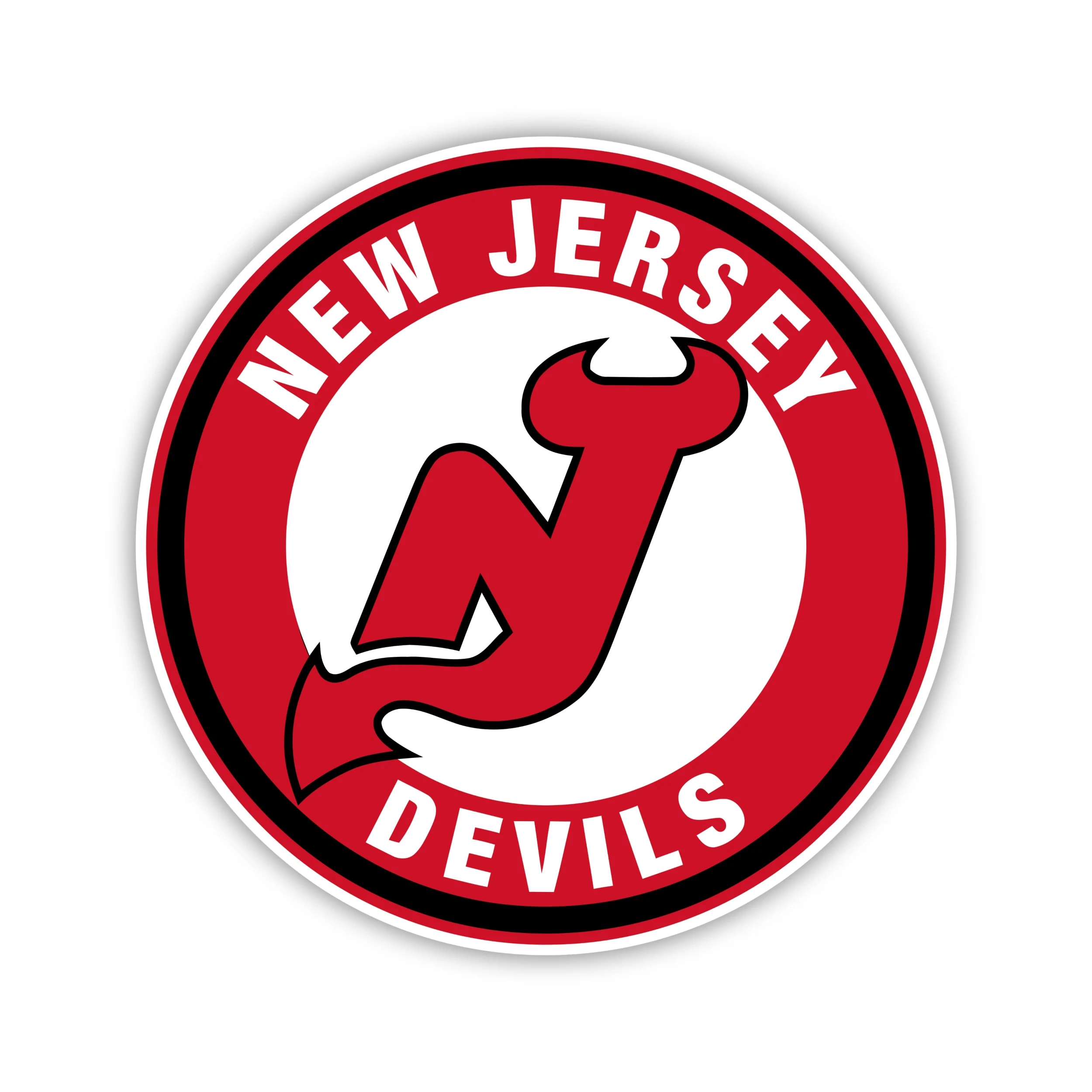 New Jersey Devils - Red And White Circle - Iron On DTF Transfer - Custom Size