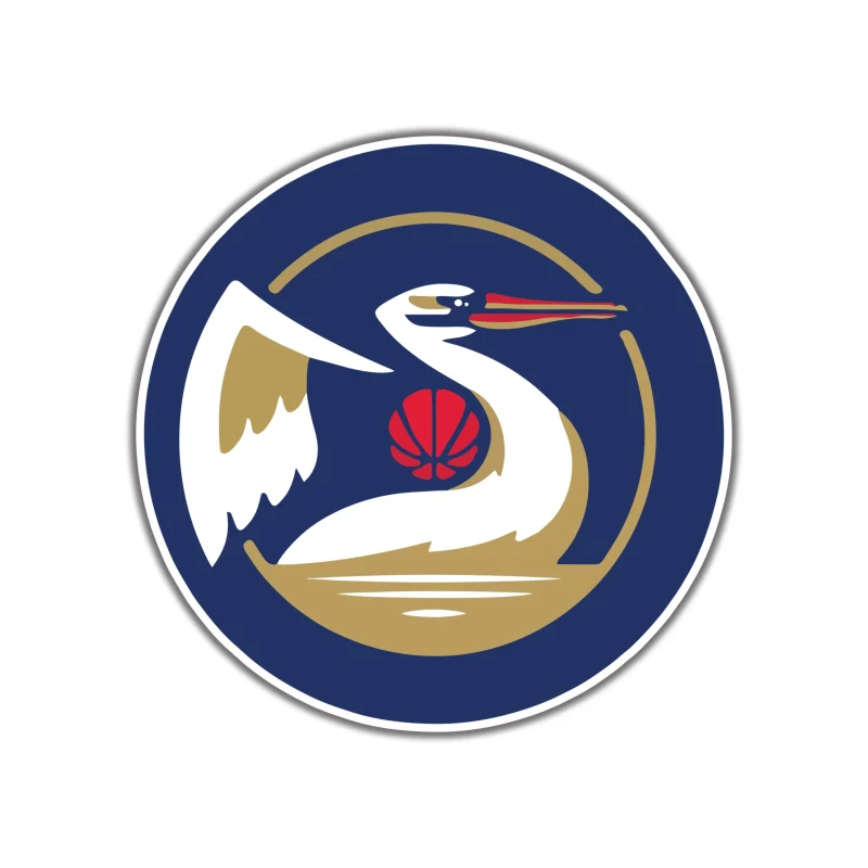 New Orleans Pelicans - Blue Circle With Pelican - Iron On DTF Transfer - Custom Size