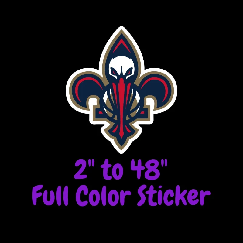 New Orleans Pelicans Full Color Vinyl Sticker - Custom Size