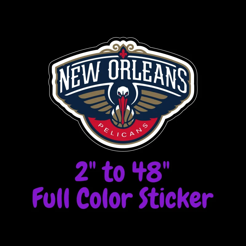 New Orleans Pelicans Full Color Vinyl Sticker - Custom Size