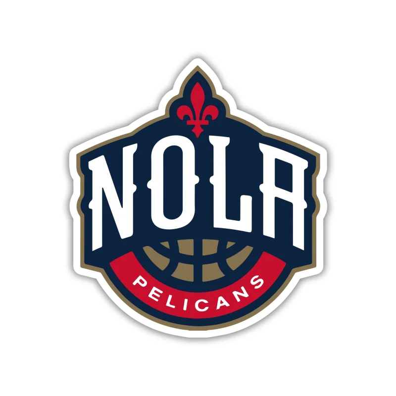 New Orleans Pelicans - NOLA With Basketball And Name Below - Iron On DTF Transfer - Custom Size