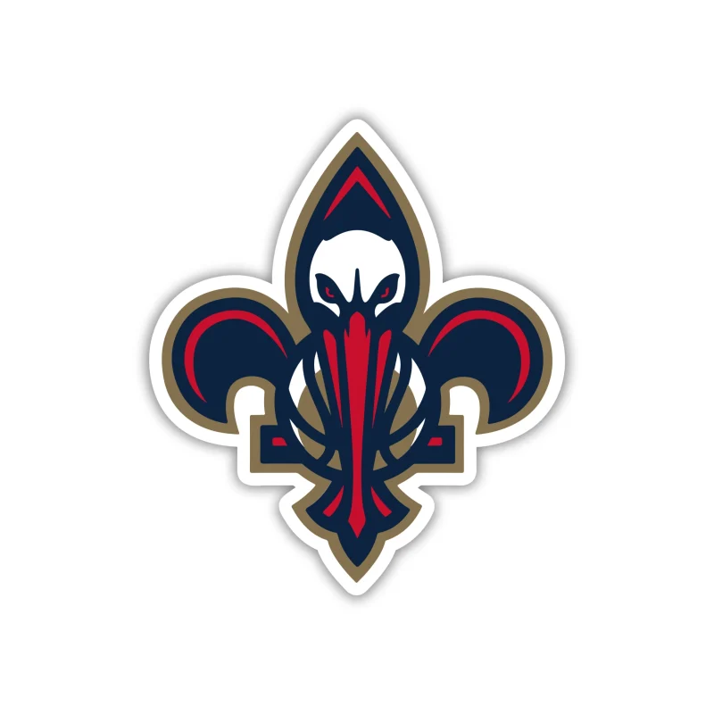 New Orleans Pelicans - Pelican Head With Basketball - Temporary Tattoo