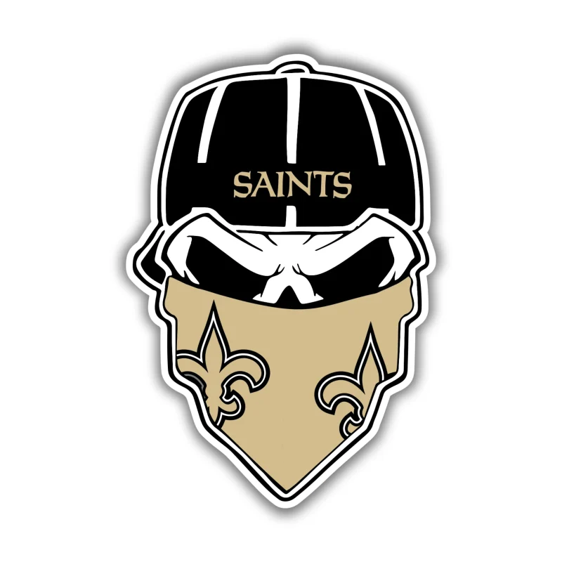 New Orleans Saints - Skull with Cap - Iron On DTF Transfer - Custom Size