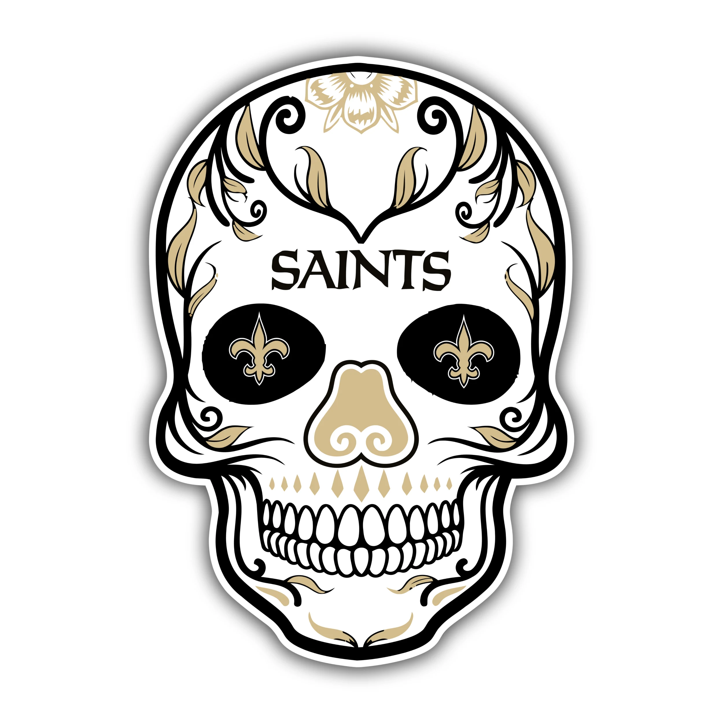 New Orleans Saints Sugar Skull Full Color Vinyl Sticker - Custom Size