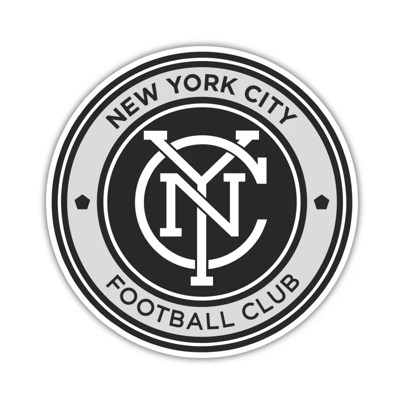 New York City FC - Black and White Circle With Name - Iron On DTF Transfer - Custom Size