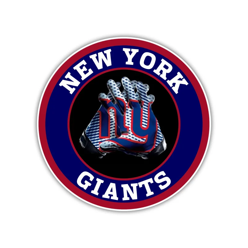 New York Giants - Blue And Red Circle With Gloves - Temporary Tattoo