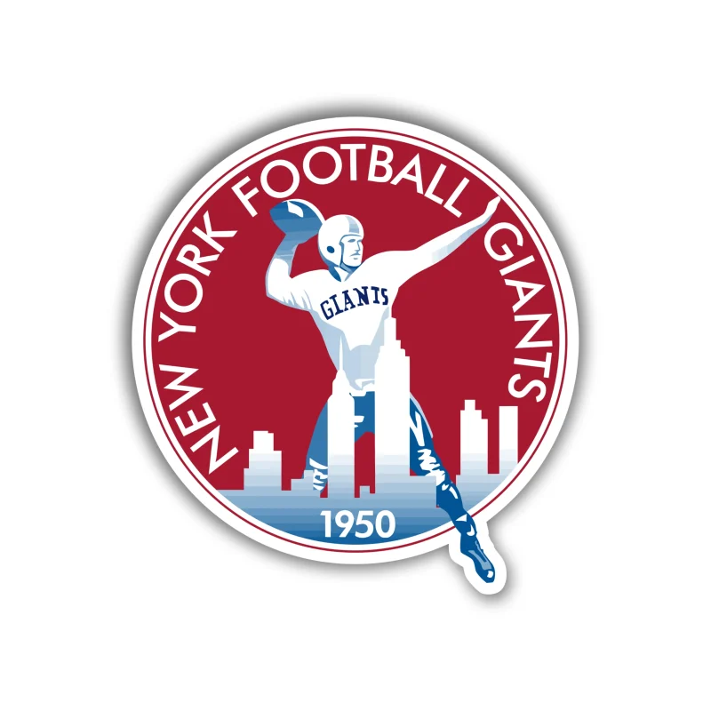 New York Giants - Red Circle 1950 - Full Color Vinyl Sticker - Custom Size