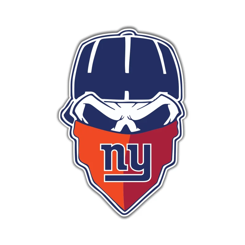New York Giants - Skull With Cap - Full Color Vinyl Sticker - Custom Size