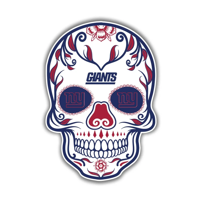 New York Giants - Sugar Skull - Full Color Vinyl Sticker - Custom Size