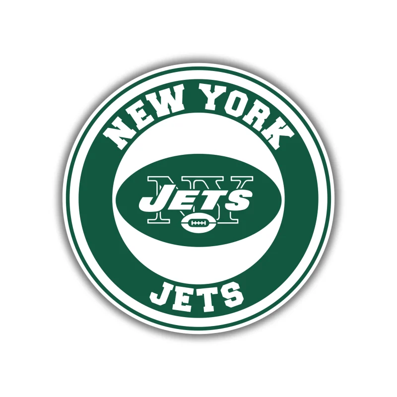New York Jets - Green And White Circle - Full Color Vinyl Sticker - Custom Size